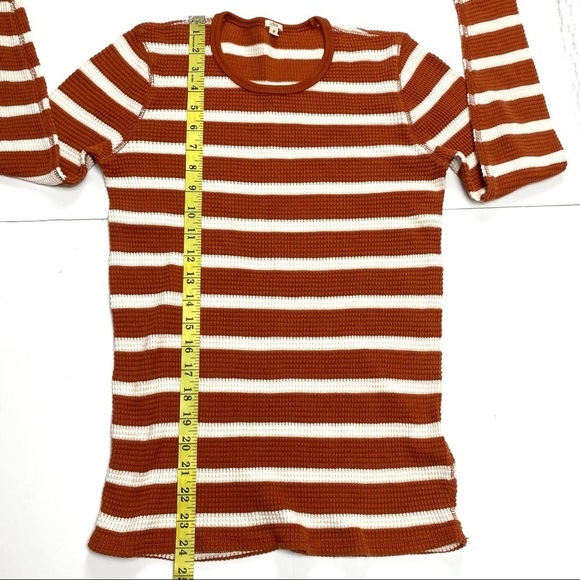 J.crew Striped Waffle Knit Long Sleeve Thermal Shirt Rustic Orange Style 58407 - Picture 9 of 10